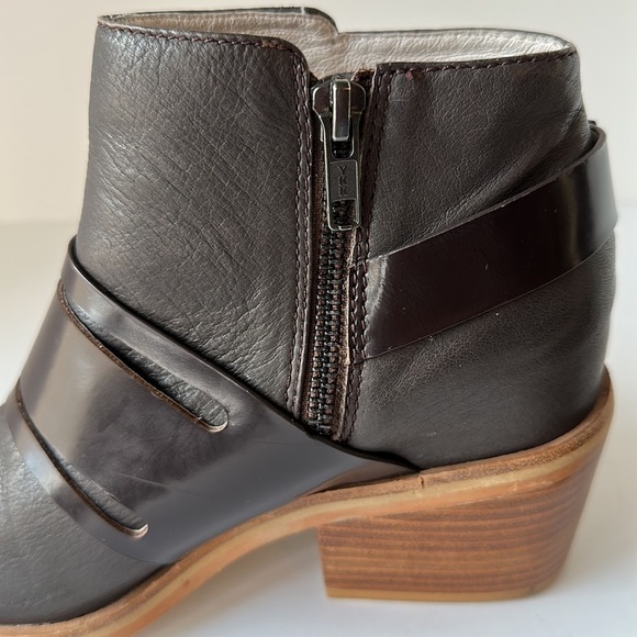Sol Sana Genuine Leather Brown Side Zipper Three Buckle Bootie Size EU 36/US 5.5 - Picture 9 of 14